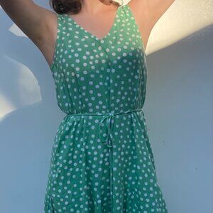 Fit and Flare Double V Polka Dot Dress